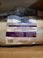 Label on Aquarius pool & spa cartridge showing compatibility models