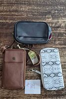 Black purse, brown wallet crossbody, snake-print wallet