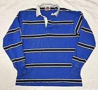 Full front view of rugby shirt laid flat