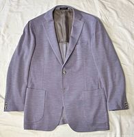 Full front view of blazer laid flat showing overall condition and color
