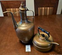 Both copper pieces side by side on table