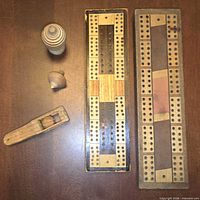 Top-view of all five wooden items