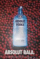 Front view showing entire poster with bottle and cranberry design