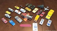 Overview of all 24 die-cast vehicles laid out