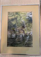 Framed watercolour painting full view