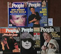 Group shot of all five People magazines showing covers