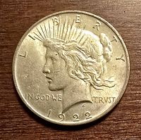 Obverse showing Liberty head and 1922 date