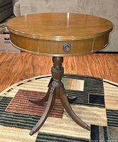 Full view of round pedestal side table