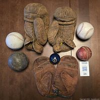 Group image of all seven sporting items showing arrangement and overall condition