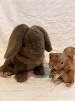 Both stuffed animals side by side on white background
