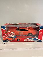 Front view of boxed 1:18 General Lee model