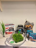 Overview of all aquarium items on shelf