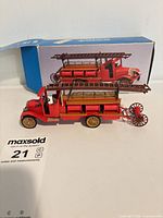 Model fire truck and box overall view
