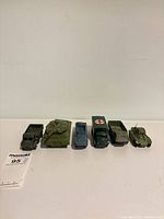 Front view of all six diecast vehicles lined up