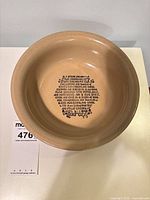 Top view showing printed recipe and interior glaze