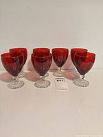 all seven ruby red goblets front view