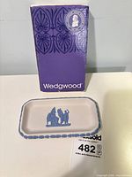Tray displayed with original purple Wedgwood box