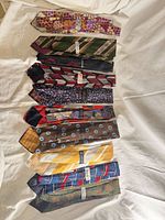 All ten ties laid out to show full patterns