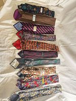 Row of ten ties laid flat