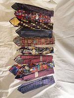 All ten neckties laid flat