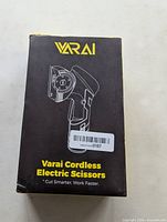 Front of Varai Cordless Electric Scissors retail box