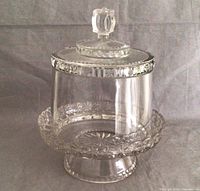 Complete butter dish assembled showing base and dome