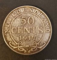 Reverse view showing denomination, date, Newfound­land legend