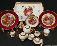 Group image showing all Limoges pieces and miniature tea set