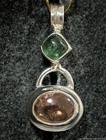 Front view showing both gemstones and silver setting