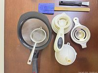 Group view of all kitchen tools on tabletop