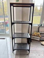 full front view of metal shelving unit