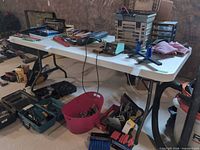 Full view of Lifetime folding table with items on top