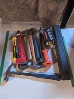 Group view of all hand tools, level case and fasteners