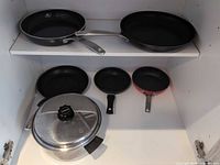 Cabinet view of all six cookware pieces