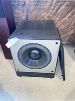 Front view showing 12-inch driver and cabinet