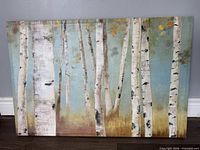 Front view of the birch tree forest canvas art print