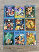 Front covers of all nine Disney combo packs
