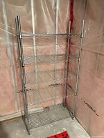 Front view of HDX chrome wire shelving unit showing five shelves