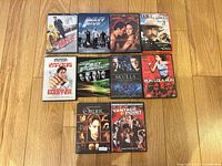 All 10 DVD cases laid out on floor
