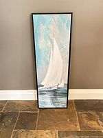 Front view of framed sailboat canvas
