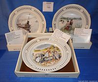 Three B&G Carl Larsson plates with box and cards visible