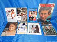 Front covers of all eight British royalty books