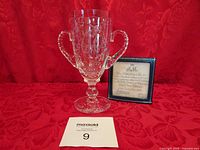 Crystal loving cup with framed certificate