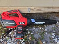 Full view of blower with battery and charger