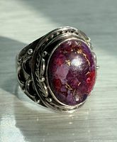 Front view of ring showing stone and bezel