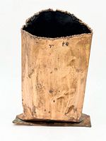 Front view of bronze-tone crumpled paper bag vase