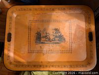 Full view of tray showing shape, handles, design, wear