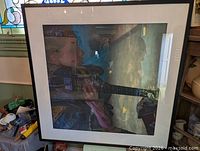 Full view of framed print showing artwork, frame, mat