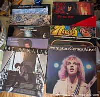 Group of vinyl LPs including Jackson Browne, Neil Young & Crazy Horse, Pat Benatar, Peter Frampton and others