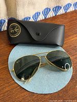 Front view of sunglasses with case